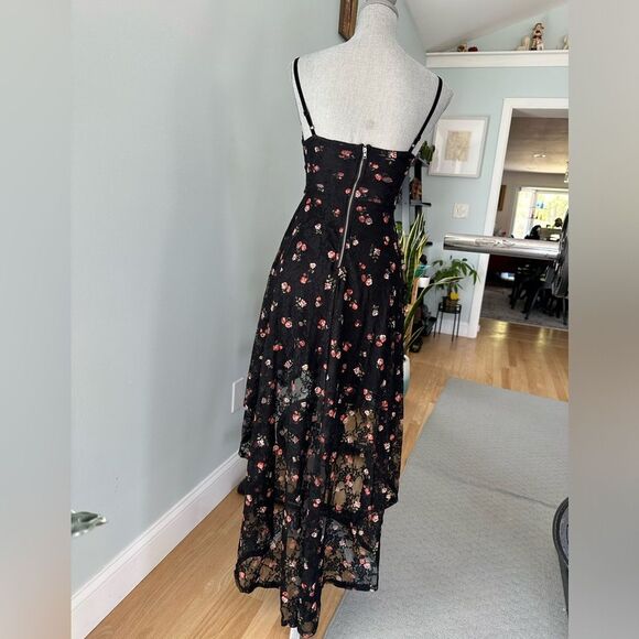 Disney Princess High Low Lace Overlay Black Floral Evening Dress Size XS - Picture 5 of 12